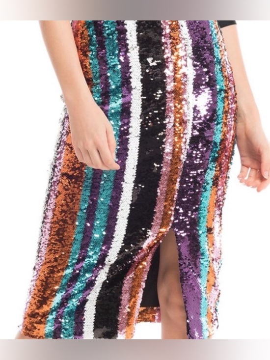 Gracia Dresses & Skirts - Gracia Multi-Color Sequin Striped Pencil Skirt - Vibrant Glam - Size Large